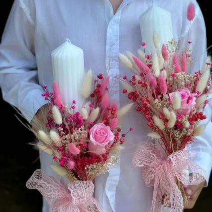 Lumanari tip stea din plante si flori stabilizate