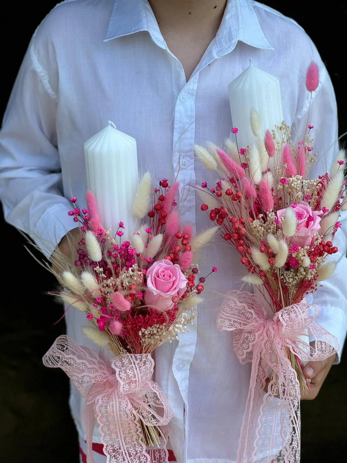 Lumanari tip stea din plante si flori stabilizate