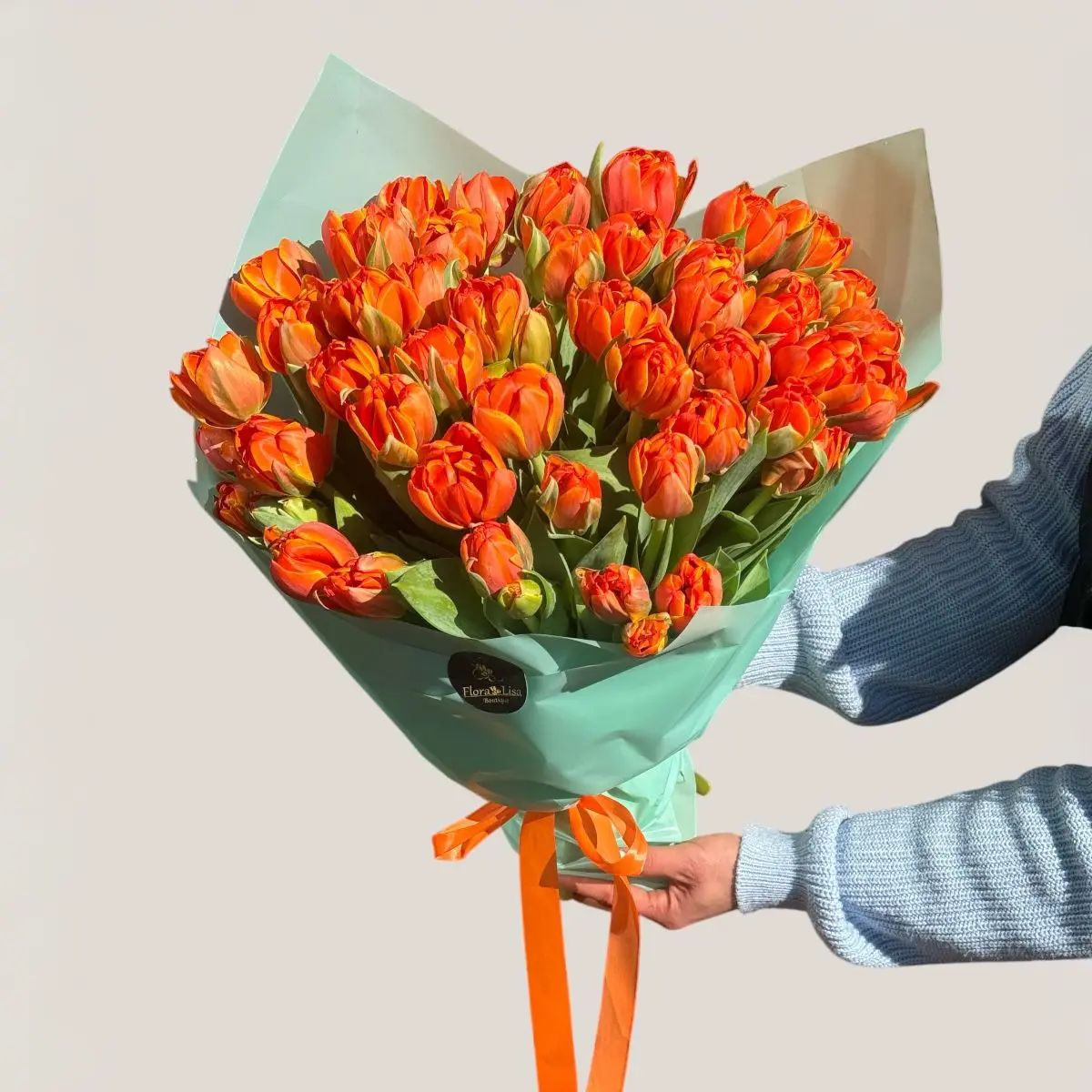 Buchet Splendid Lalele Double Orange – 51 Fire
