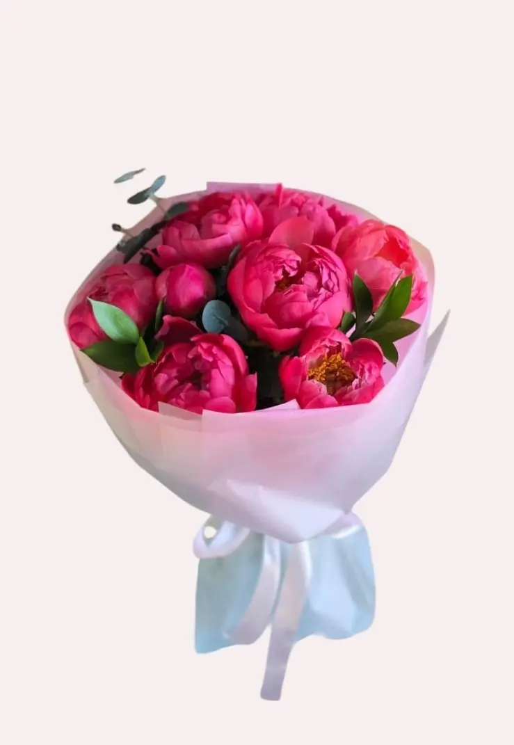 Buchet 9 bujori roz coral