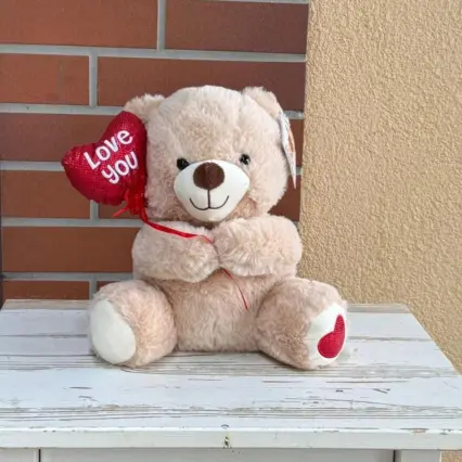 Ursuleț de pluș adorabil cu inimă roșie 'Love You'