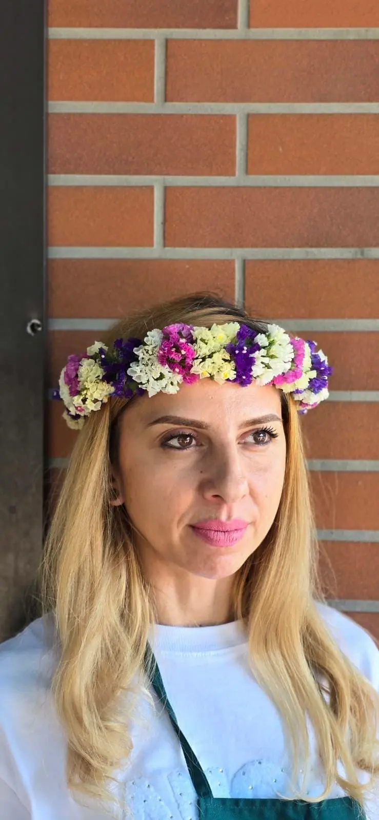 Coroniță delicată flori uscate multicolore