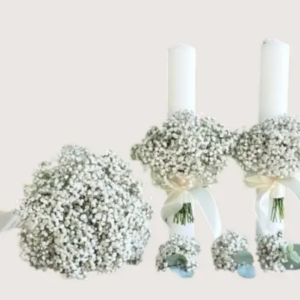 Set cununie elegant cu Gypsophila, buchet și brățări